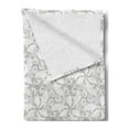 thumbnail image 2 of Grey Soft Flannel Fleece Blanket, Swirled Blossom Leaves Pattern Exquisite Nature in Digital New Oriental Work of Art, Cozy Plush for Indoor and Outdoor Use, 70" x 90", Cloud White, by Ambesonne, 2 of 5
