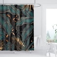 thumbnail image 2 of ZXMBF Cortina de ducha con hojas de palma tropicales, color verde dorado, hoja de plátano abstracta, planta botánica moderna, naturaleza estética, decoración de baño verde esmeralda, tela impermeable, 2 of 5