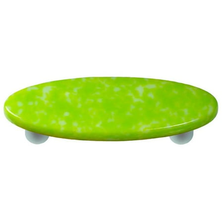 Granite Light Post - Hot Knobs HK8052-POA Granite Spring Green & White Oval Glass Cabinet Pull - Aluminum Post