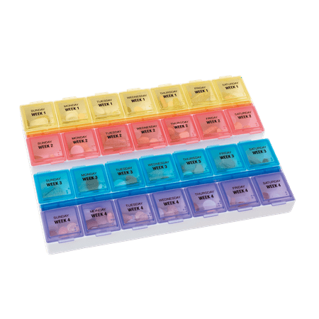 Ezy Dose Monthly Pill Planner (28-Day) Pill Organizer with Daily Compartments (Large)
