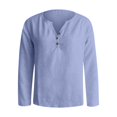 thumbnail image 4 of RMGVDSD T Shirts Women Tops Womens Henley Tops Long Sleeve Shirts V-Neck Button Loose Casual Henley Tops T Shirt Fashion Blouses Loose Casual Tee Tops, 4 of 5