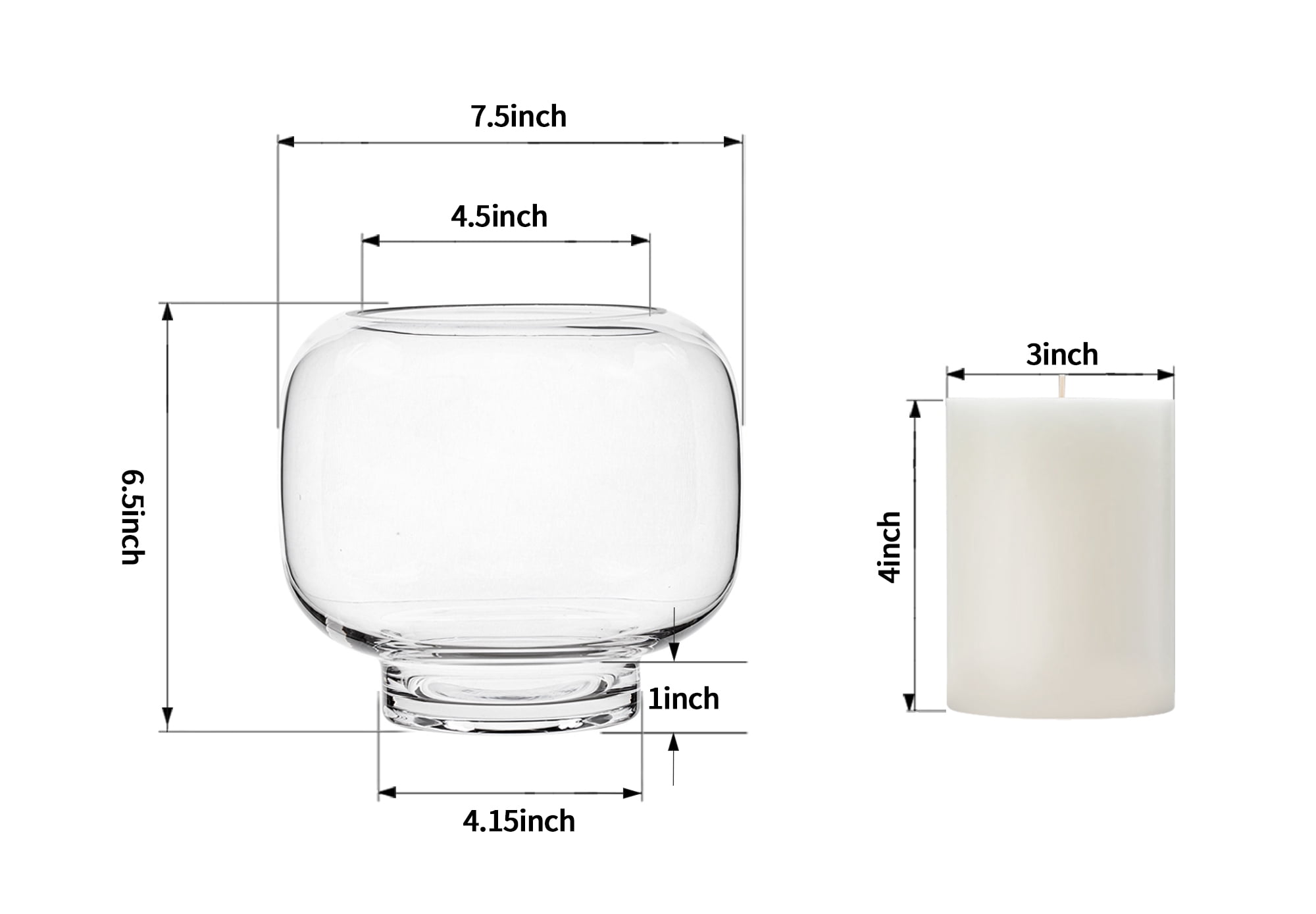Mainstays 6.5" Clear Glass Hurricane Home Pillar Candle Holder Medium