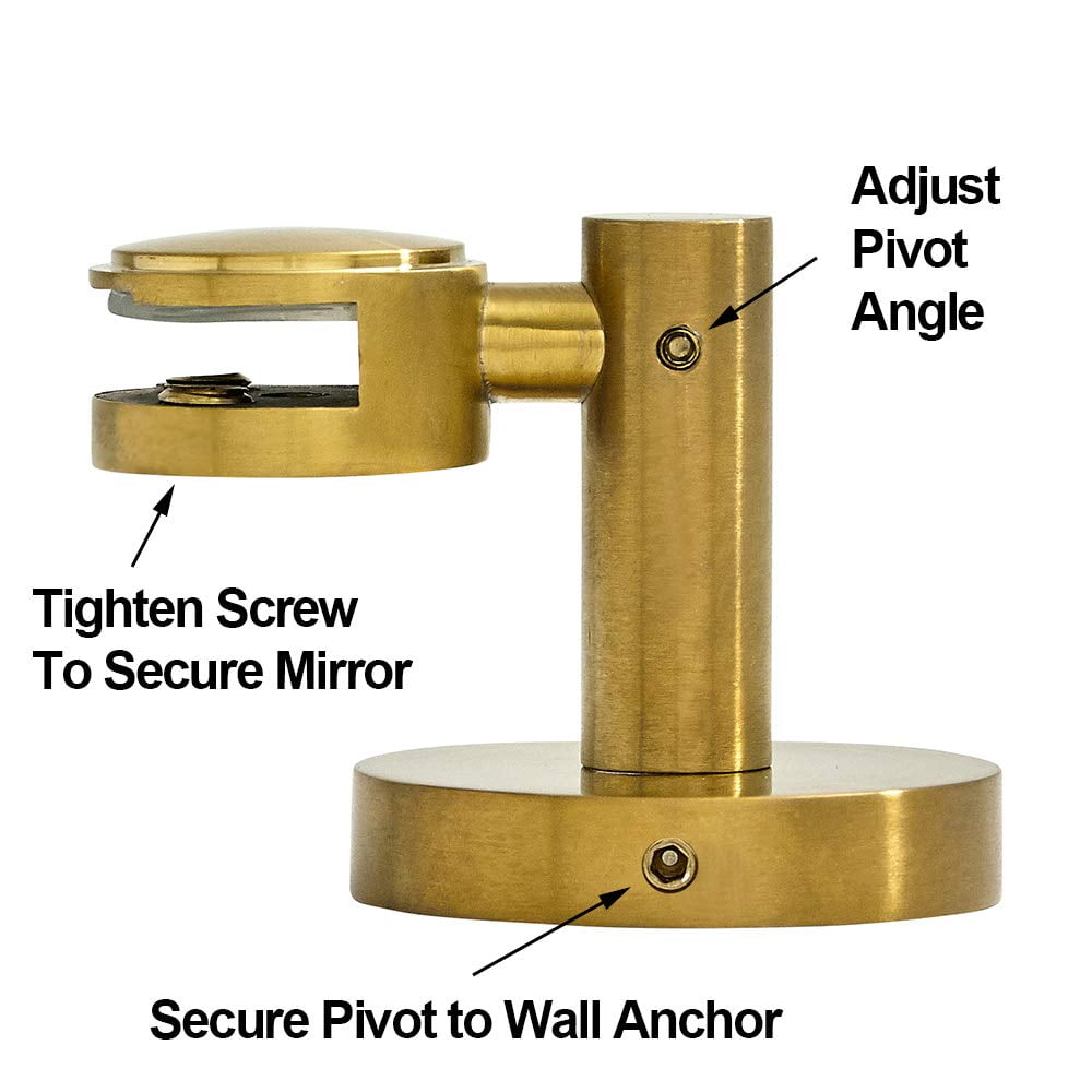 Hamilton Hills Round Brushed Gold Pivot Mirror Hardware Tilting