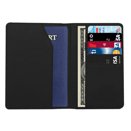 - TraverGo PU Leather Passport Holder, Black TR1240BK