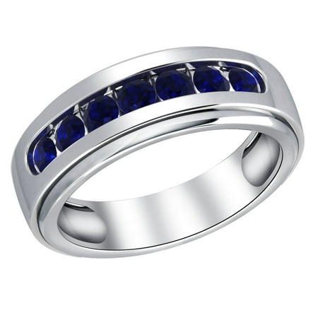 1.12 Ctw Natural Round Cut Blue Sapphire Ring, September Birthstone Channel 925 Sterling Silver Ring, Best Gift For (Best Quality Blue Sapphire)