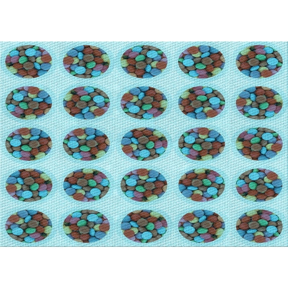 Ahgly Company Machine Washable Indoor Rectangle Transitional Marble Blue Area Rugs, 2' x 5'