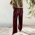 thumbnail image 2 of UJNDER Women Casual Pants High Waist Relaxed Fit Trousers Comfortable Loose Straight Leg Wide Leg for All Seasons Wine S, 2 of 7