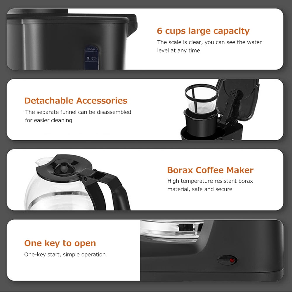 Coffee Maker Small Home Portable Automatic American Drip 600W Large  Capacity Office Household Coffee Maker 