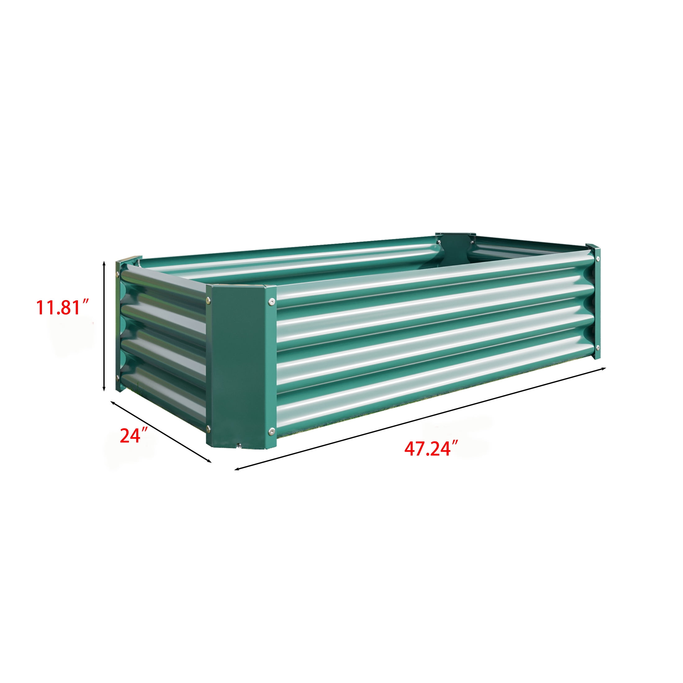 Elio Outdoor Metal 4×2×x1ft Raised Garden Bed, 4FT Planter Box, Rust-Resistant, Open Bottom, Sturdy Design for Vegetables, Flowers, Herbs, Silver