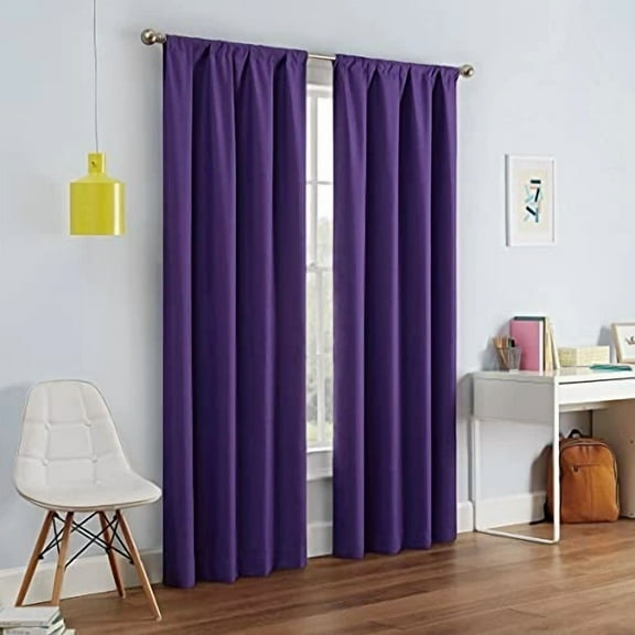 Eclipse Kendall Solid Blackout Window Curtains For Bedroom (Single Panel), 42" X