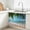 Light Blue Dark Green Lake Blue, variant on Cabinet Curtains 10"W x 11"L, Ocean Sink Skirt for Bathroom Kitchen Self Adhesive, Palms Tropical Island Summer Beach Sea Water Desk Privacy Short Curtain for Shelves Closet Table Storage