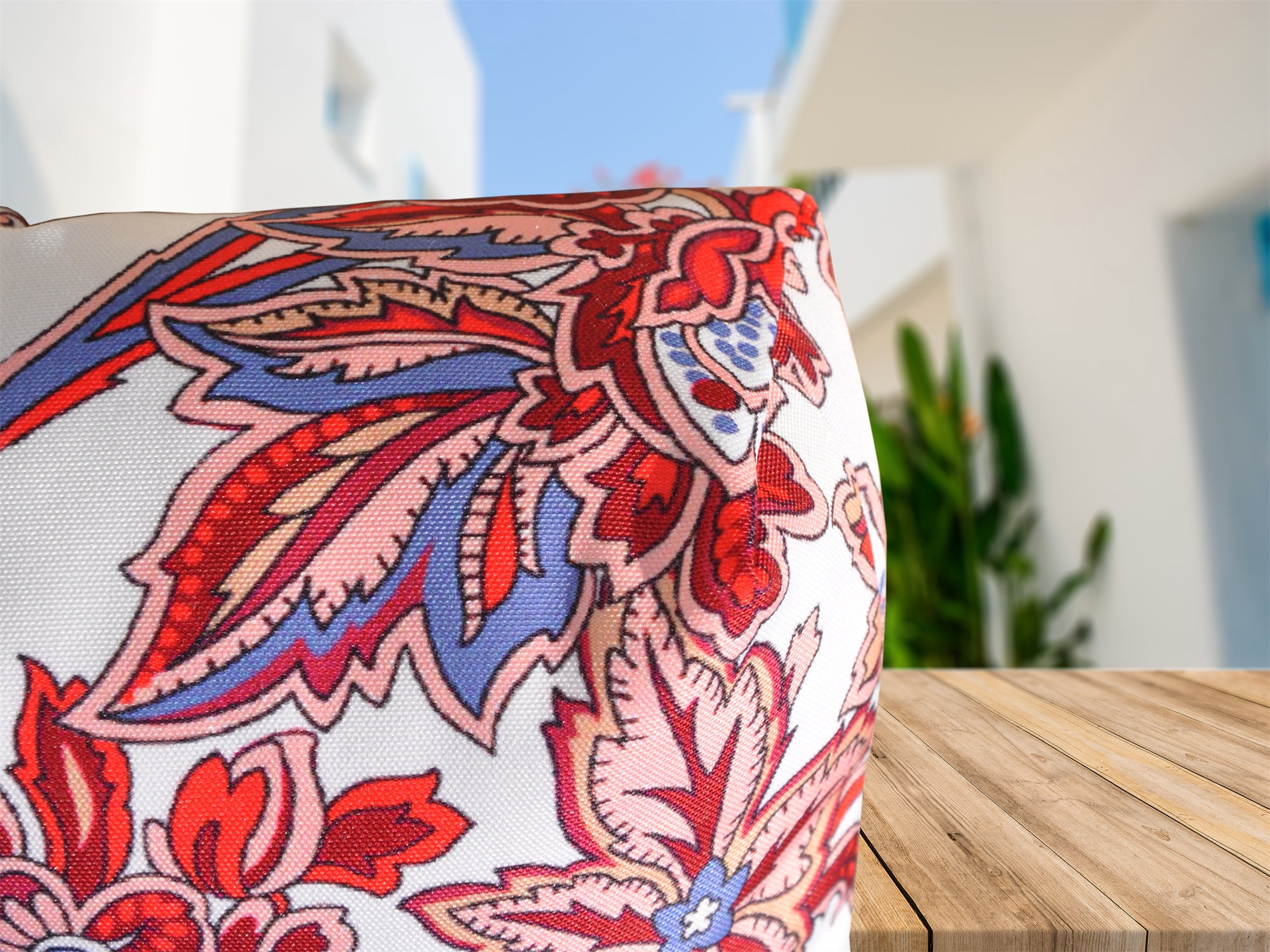 Paisley Red Rectangular Outdoor Throw Pillow