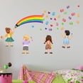 thumbnail image 4 of 2 pegatinas de pared de arco iris, pegatinas de pared para niños, citas inspiradoras, manos pequeñas cambian el mundo, sala de juegos, escuela, aula, guardería, preescolar, 4 of 5