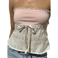 thumbnail image 2 of Womens Lace Trim Tube Crop Tops Sheer Mesh Backless Strapless Tops Fairy Grunge Bandeau Vest Y2k Streetwear, 2 of 6