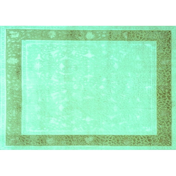 Ahgly Company Indoor Rectangle Persian Turquoise Blue Traditional Area Rugs, 2' x 5'