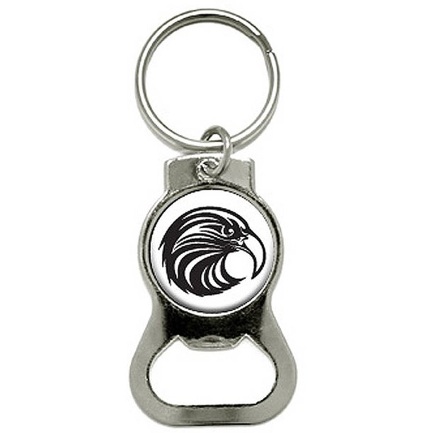 Eagle Hawk Raptor Bird On White Bottle Cap Opener Keychain Ring