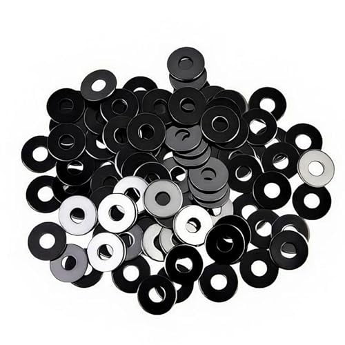 100 PCS 1/4" Washers Flat, 7/10" OD, Black Electroplated Flat Washers Made of Stainless Steel 18-8(304), Flat Washer for Decorating Parts