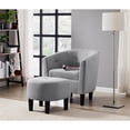 thumbnail image 2 of Pemberly Row Transitional Fabric Accent Chair with Ottoman in Light Gray, 2 of 2