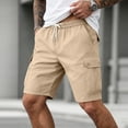 thumbnail image 4 of TKKCS Mens Relaxed Fit Cargo Shorts- Breathable Drawstring Casual Outdoor Lightweight Elastic Wasit Hiking Shorts With Multi Pockets Khaki Size XL, 4 of 7