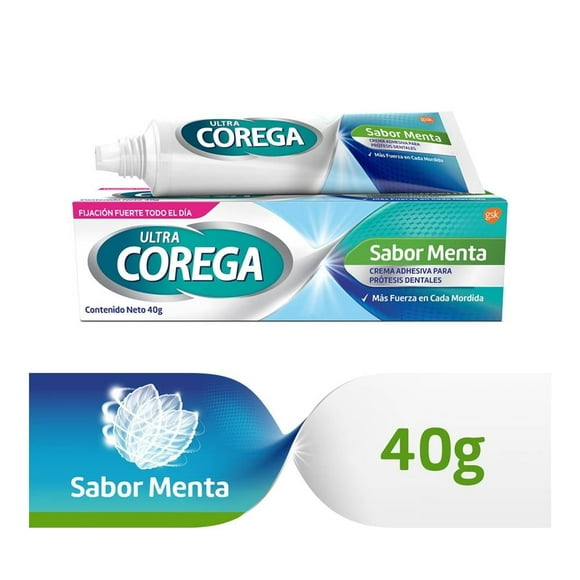 Crema adhesiva Corega Ultra para prótesis dentales menta 40 g