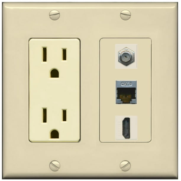 RiteAV 15 Amp Power Outlet 1 Port HDMI Coax Shielded Cat6