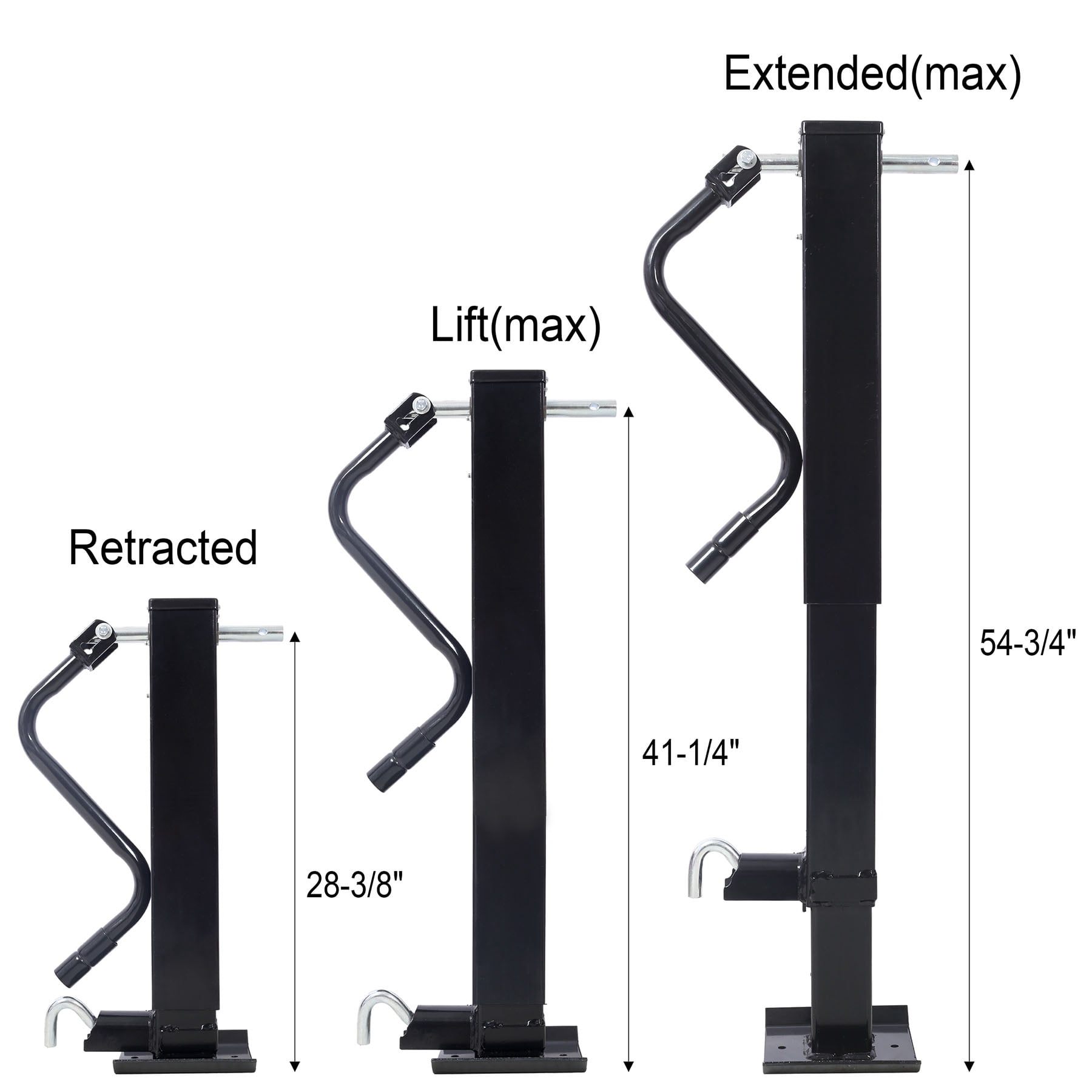 Heavy-Duty Weld On Trailer Jack 12,000 lbs. Capacity Sidewind Crank, 26 Inch Travel For Heavy-Duty Trailers Easily Hitch & Unhitch