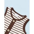 thumbnail image 5 of Baby Girl Boy Romper Sleeveless Round Neck Toddlers Summer Casual Striped Buttons Jumpsuit, 5 of 9