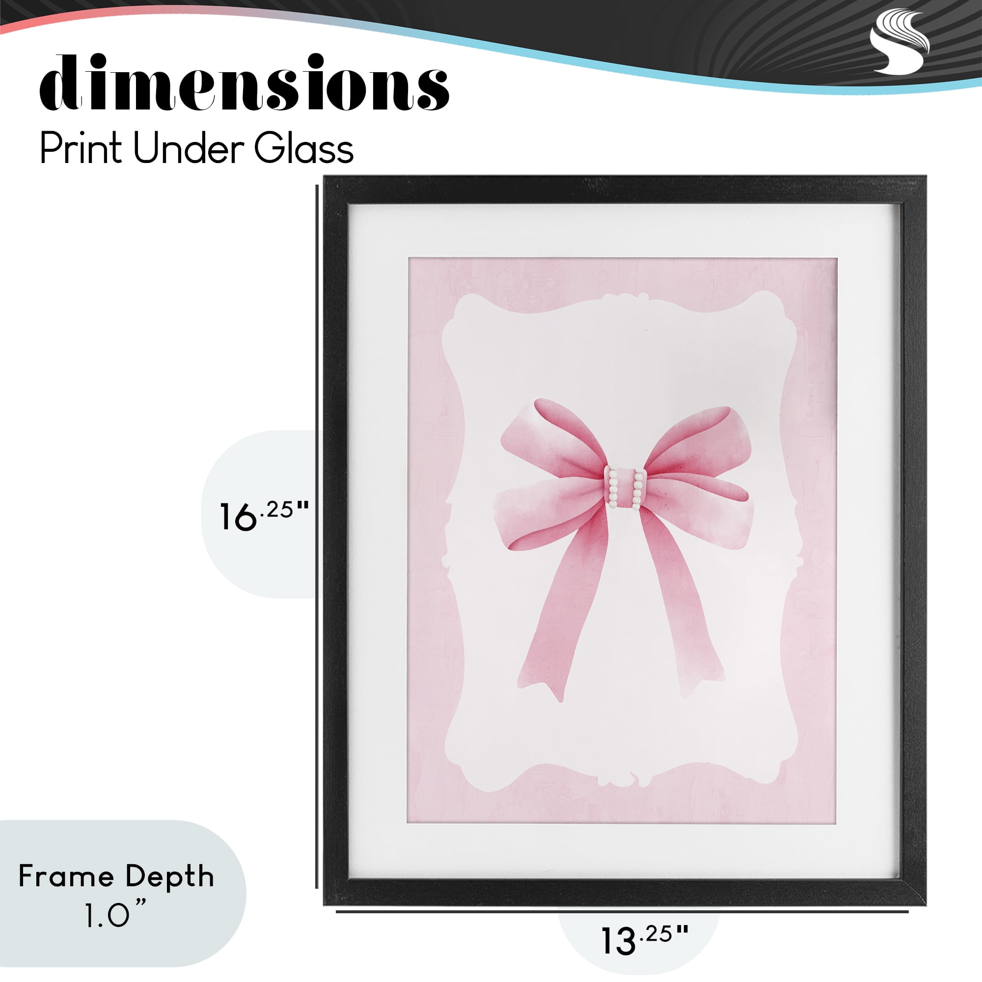 Stupell Industries Feminine Bow with Pearls Black Framed Print Under Glass, design by Kim Allen