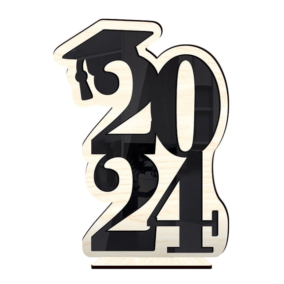 WRISTBIQUE Graduation Table Centerpieces 2024 Wooden Sign Black 1 Pcs