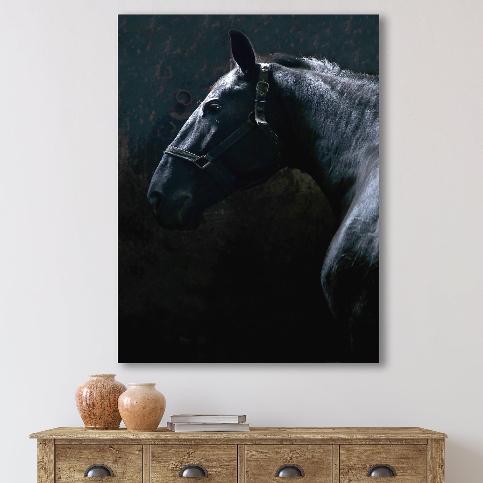 Designart ' Close Up Of Thoroughbred Nonius Stallion Horse II ' Farmhouse Canvas Wall Art Print