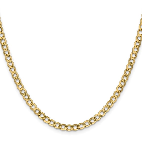 Diamond2Deal 14K Yellow Gold 4.3mm Semi-Solid Curb Chain Necklace for Men 22"