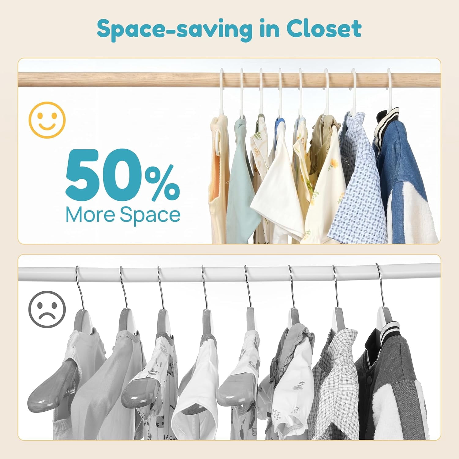 60 Pack Kids Hangers, 11 inch Baby Clothes Hangers for Closet, StackFit Interlocking Toddler Hanger for Pants, Dress, Skirt, Space-Saving Children Hangers with Non-Slip Shoulder Grooves