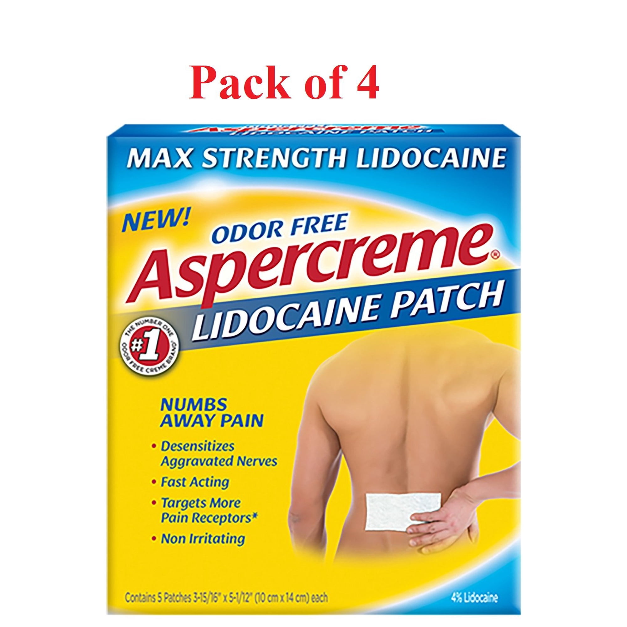 ASPERCREME Lidocaine Patches 5 ea (Pack of 4)