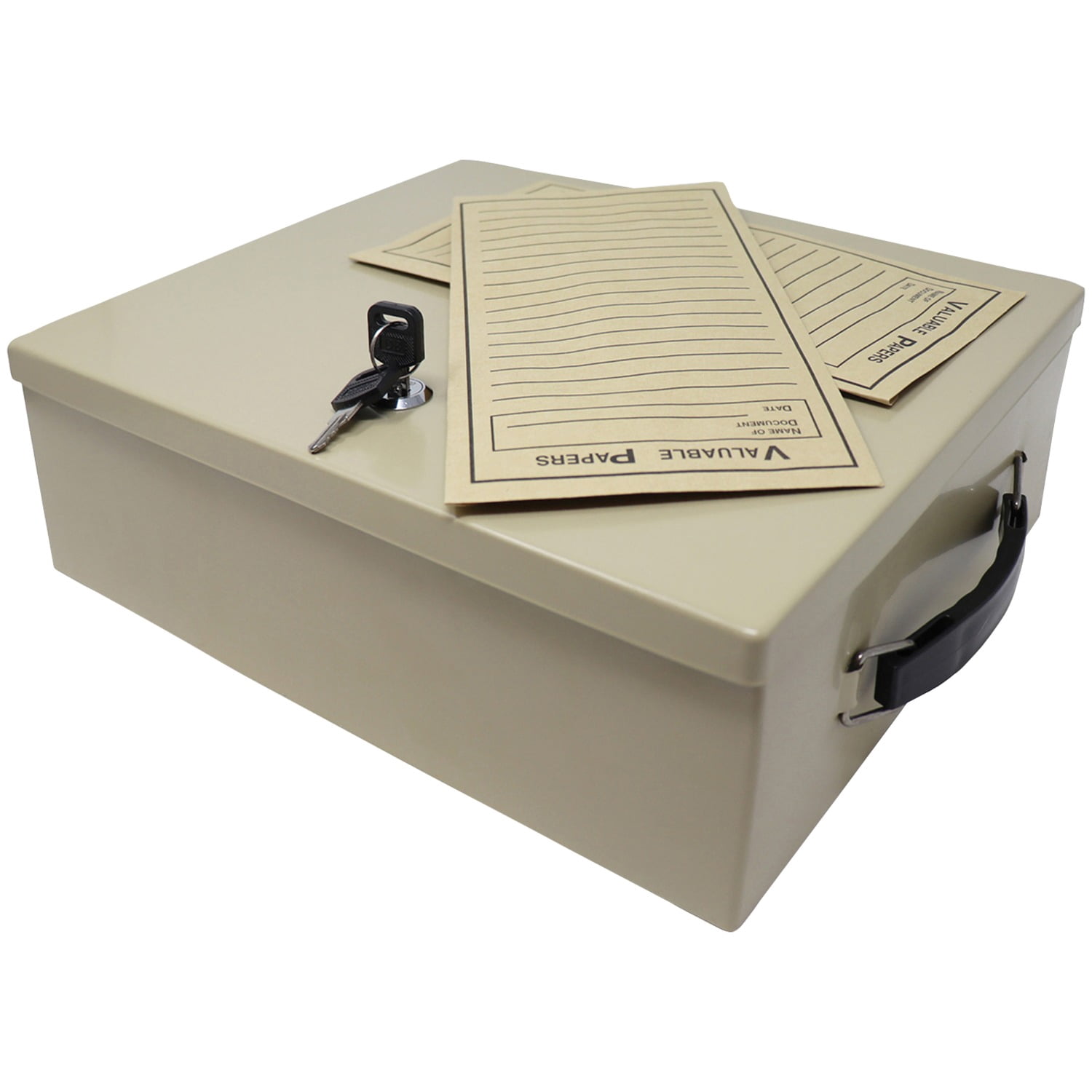 Nadex Steel Security Chest, Fire Retardant Box with Lock and Key | 14.5 x 11 x 4 Inch Fire Security Chest Internal 12-3/16" x 10-3/16" x 3-1/2"