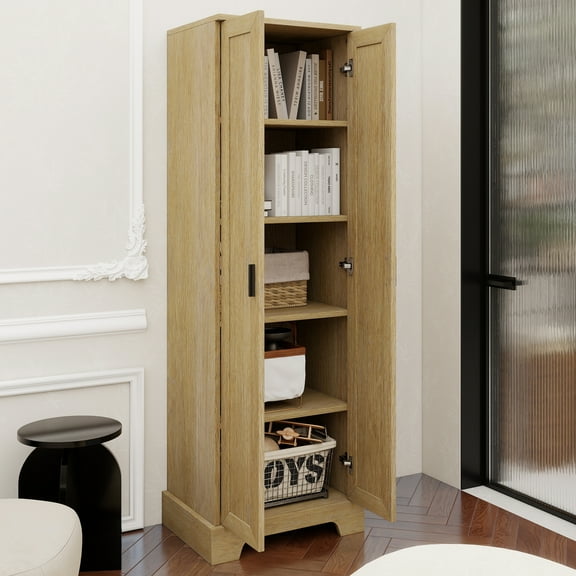 Storage Cabinet with Two Doors for Bathroom, Office, Adjustable Shelf, MDF Board, Brown