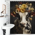 thumbnail image 4 of Farmhouse Highland Cow Funny Cattle And Flower Waterproof Polyester Quick-Drying Shower Curtain for Bathroom with 12 Hooks, 4 of 8