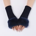 thumbnail image 5 of BWASD Women's Fingerless Gloves Faux Fur Knitted Arm Warmer Fashion Casual Soft Thick Warm Glove for Cold Weather with Elastic Cuff Navy, 5 of 6