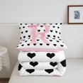 thumbnail image 5 of Manfei Pink Dreamy Bowtie Twin Comforter Sets,Cartoon Monogrammed R Print Bedding Set,Pink Reversible,2pcs,1 Comforter and 1 Pillowcase, 5 of 7