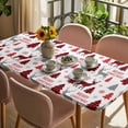 thumbnail image 3 of Christmas Table Cloths for 5 Foot Rectangle Tables, Xmas Plaid Elk Winter Red Black Tree Snowflakes Patio Waterproof Elastic Fitted Tablecloths, Washable Rectangular Table Cover for Camping, 3 of 8