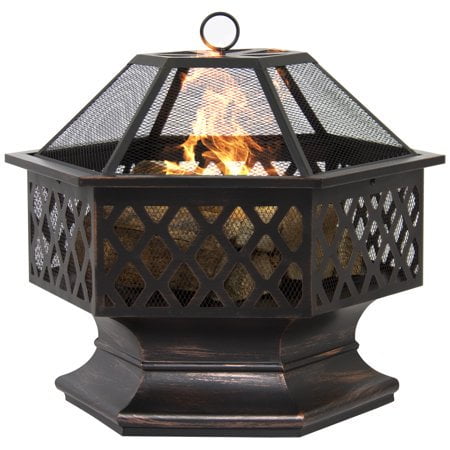 Zeny 24 Outdoor Hex Shaped Patio Fire Pit Home Garden Backyard