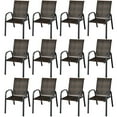 thumbnail image 1 of Costway Set of 12 Patio Rattan Dining Chairs Stackable Armrest Garden Mix Brown, 1 of 9