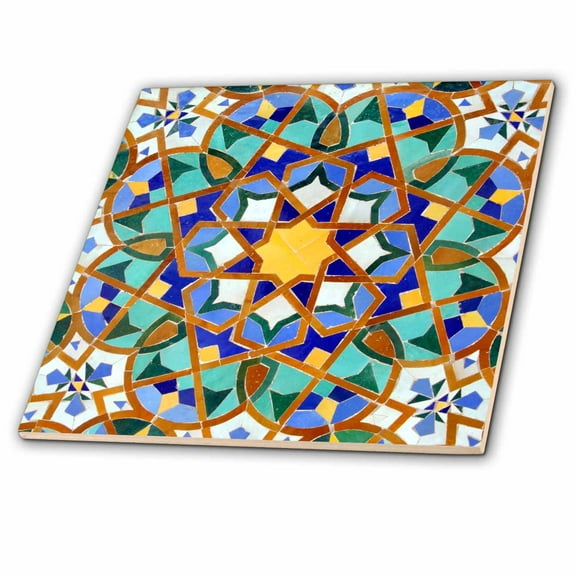 3dRose, Morocco, Hassan II Mosque mosaic, Islamic tile detail-AF29 KWI0018 - Kymri Wilt, 6 Inch Ceramic Tile