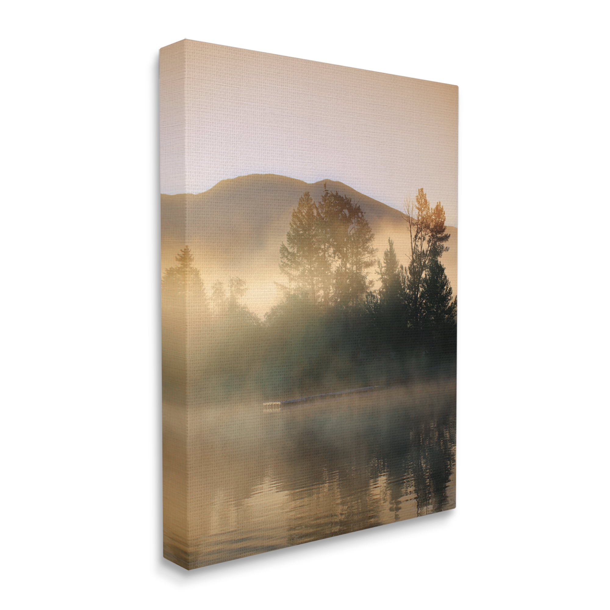 Stupell Industries Dock in Foggy Lake Landscape Photography Gallery Wrapped Canvas Art Print Wall Art, 16 x 20