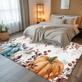 thumbnail image 5 of 8x10 Area Rugs, Orange Blue Pumpkin Fall Non-Skid Rubber Backing Large Rectangle Rugs - Living Room Bedroom Home Office, Thanksgiving Maple Leaf Indoor Floor Mat Carpets Washable Rug, 5 of 9