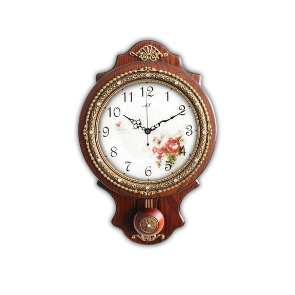 Aero Snail 8.7" Pendulum Wall Clock, Solid Wood, Battery Operated, Retro Vintage Clock W166