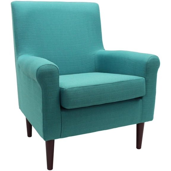 Fox Hill Trading Ellis 17.5"H Fabric Rolled Arm Lounge Chair in Teal Blue