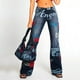 thumbnail image 5 of Gibobby Mujeres Pantalones sueltos Casual Zip Pocket Jeans Pants imprimir Denim Mujeres Jeans (Blue, L), 5 of 5