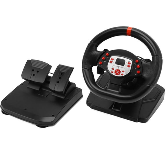 Driving Force Racing Wheel, Red Stripe Sensitivity Control Dual Motor Height Adjustable Game Steering Wheel 180 Degree for Computer