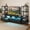 Black, variant on Uforic Modern Rustic Wood Metal Frame TV Stand with Remote Control LED Lights, USB Ports, Multi-Layer Storage Shelves & Fabric Drawers for Home Living Room, Gray