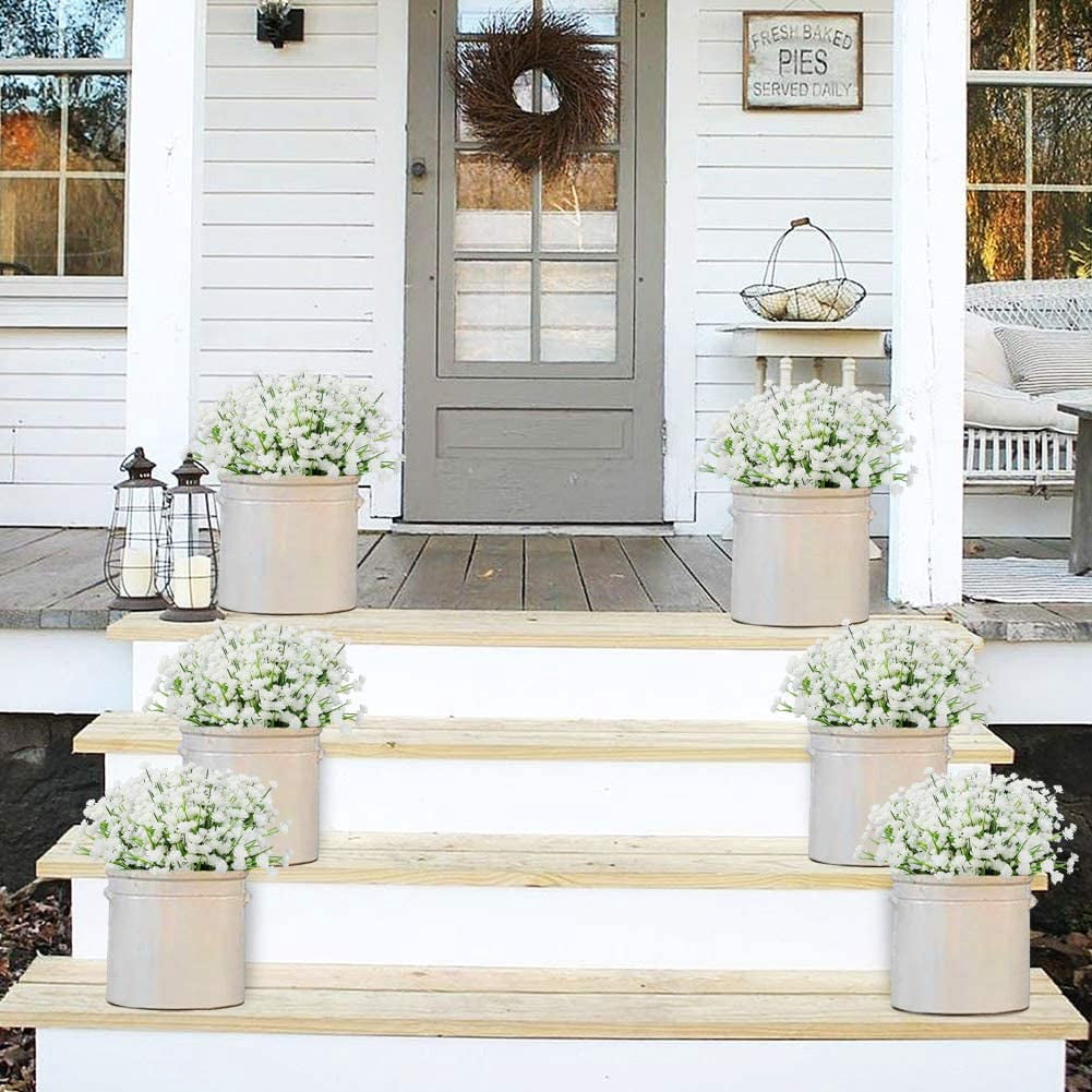 24 Bundles Artificial Flowers Lotus Outdoor Fake Flowers for Decoration UV Resistant No Fade Faux Plastic Plants Garden Porch Window Box Décor (Orchid)